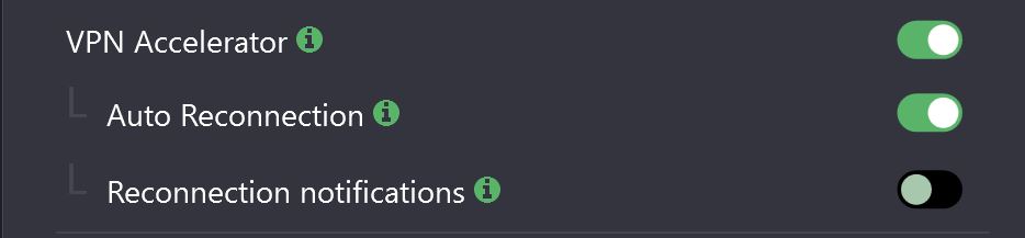 VPN Accelerator Toggle